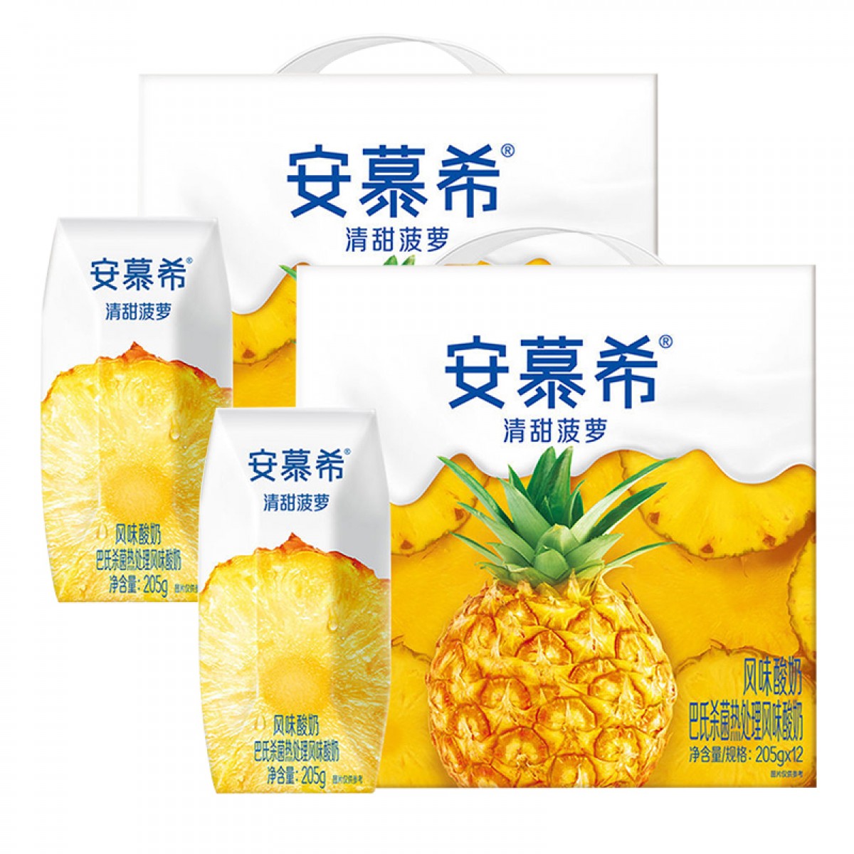 伊利安慕希风味酸奶 清甜菠萝205g*12盒